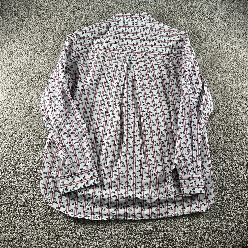 Grayson Hero Bicycle Print Shirt Womens Size 3 Comfort Light Striped Button Down - Picture 8 of 8